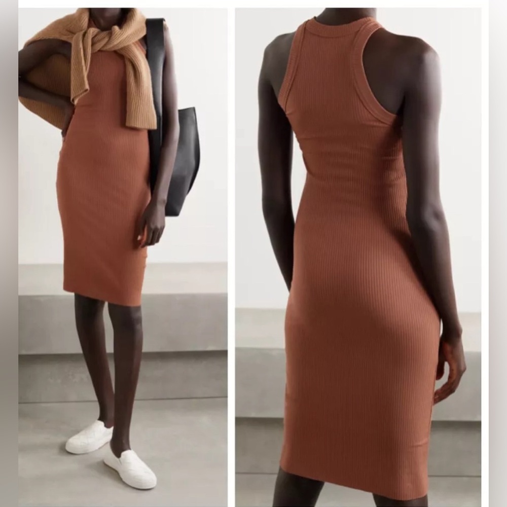 Wesley from Bandier Ribbed Knit Midi Tank Dress Rust Size Small